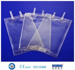 Double ports medical PVC infusion bag